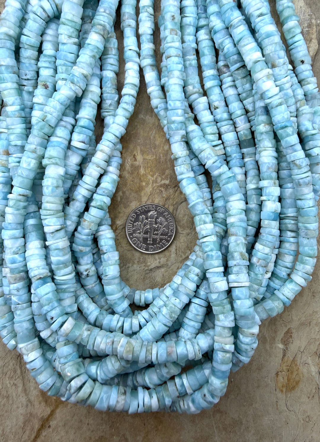 Larimar (Dominica Republic) Irregular Faceted Heishi Beads