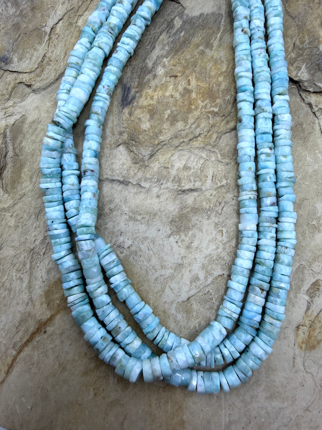 Larimar (Dominica Republic) Irregular Faceted Heishi Beads