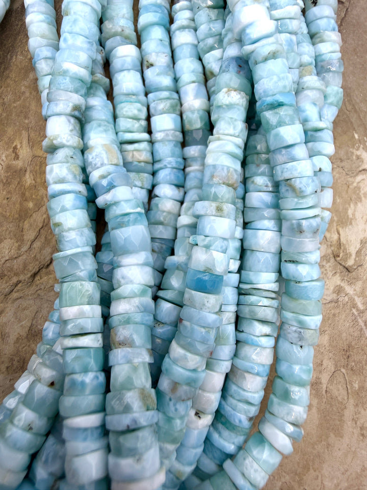 Larimar (Dominica Republic) Irregular Faceted Heishi Beads