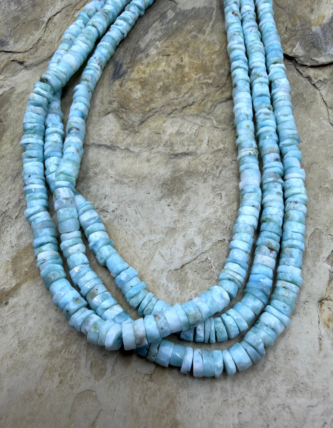 Larimar (Dominica Republic) Irregular Faceted Heishi Beads