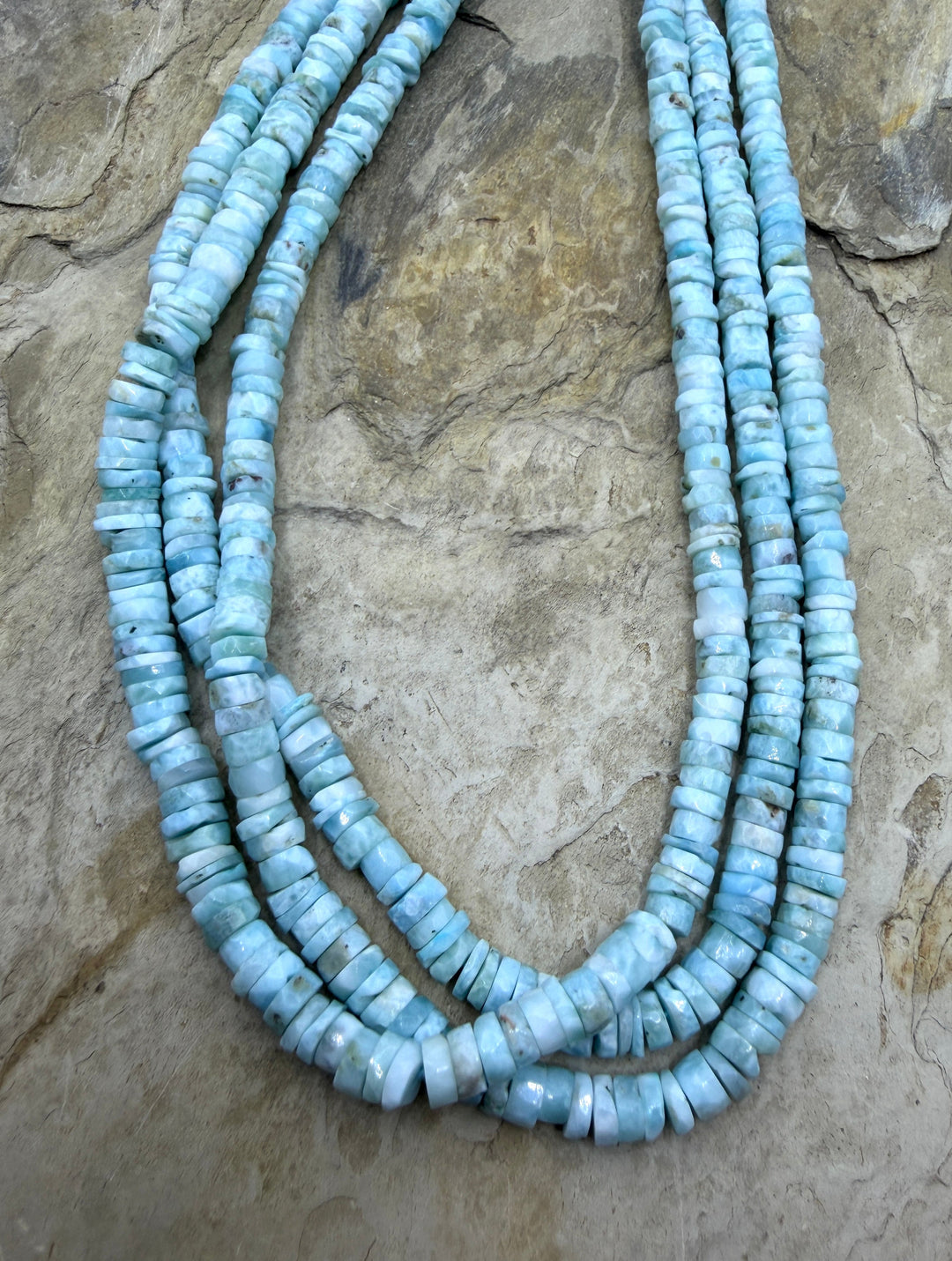 Larimar (Dominica Republic) Irregular Faceted Heishi Beads