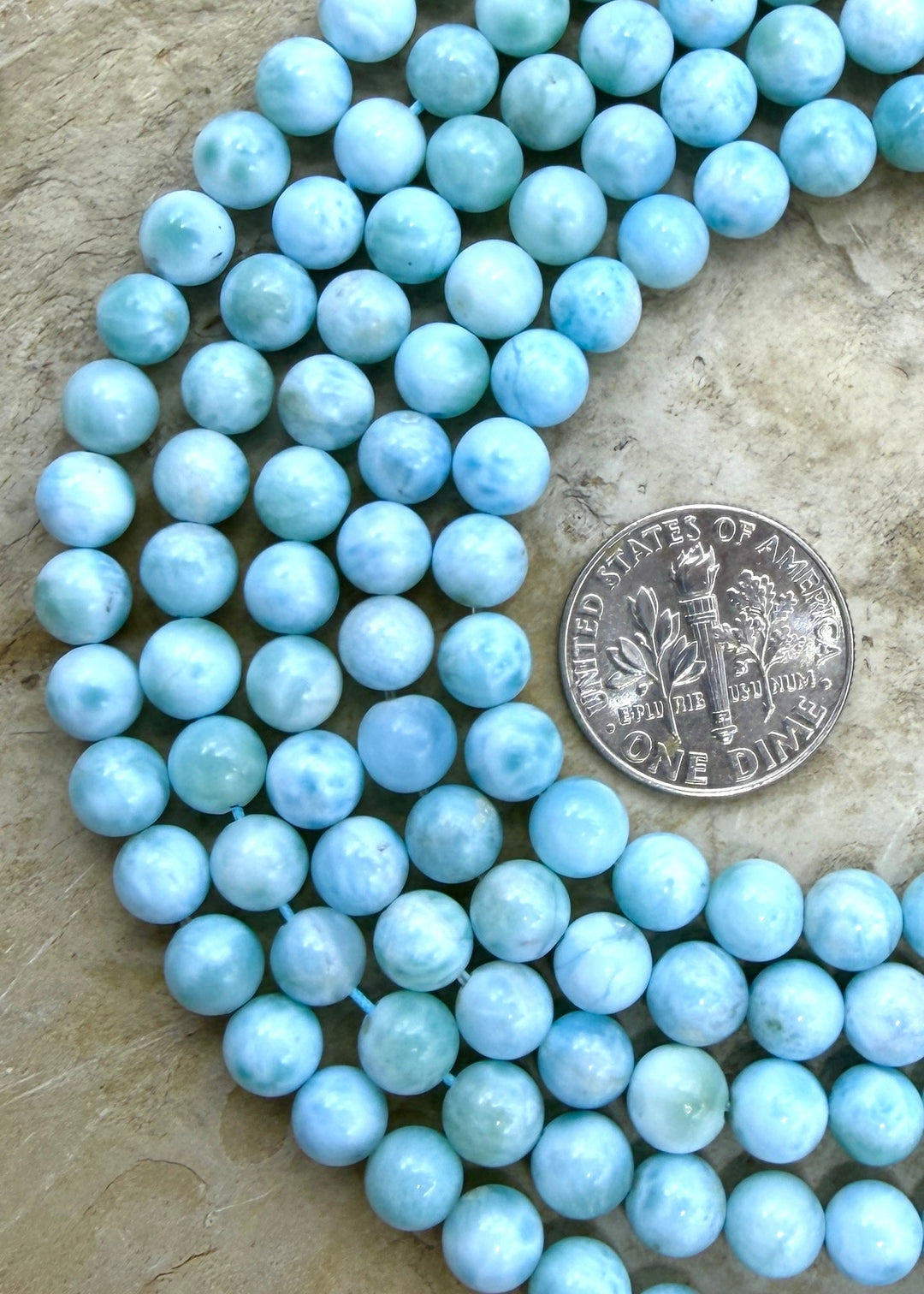 Larimar (Dominica Republic) Round Beads 5mm ONE 8 Inch