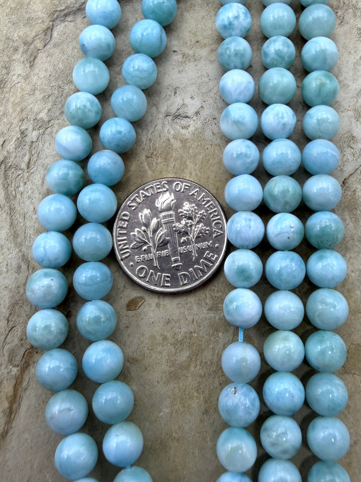 Larimar (Dominica Republic) Round Beads 6mm ONE 8 Inch