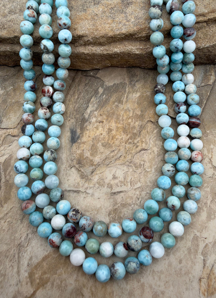 Larimar (Dominica Republic) Round Beads 7mm 16 Inch Strand