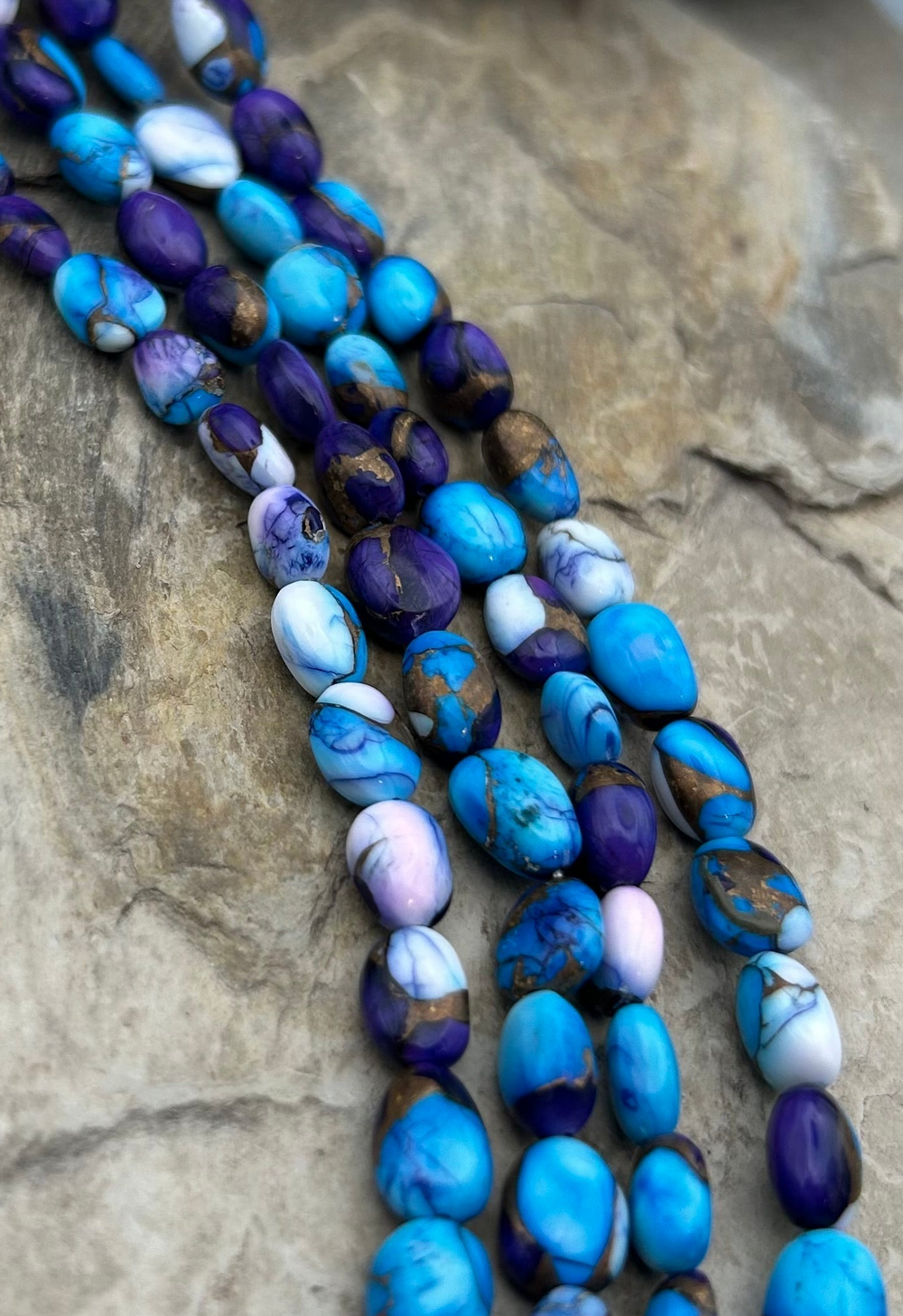 Lavender Blue Dahlia Kingman Potato Nugget Beads 7-10mm