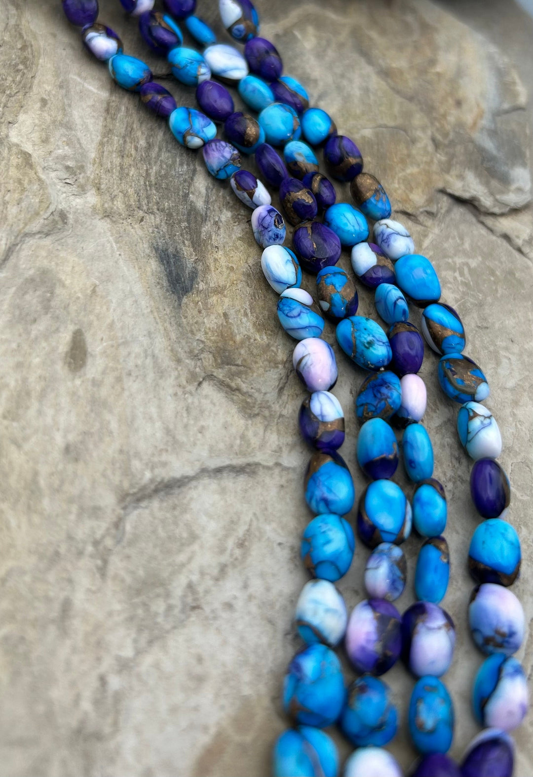 Lavender Blue Dahlia Kingman Potato Nugget Beads 7-10mm
