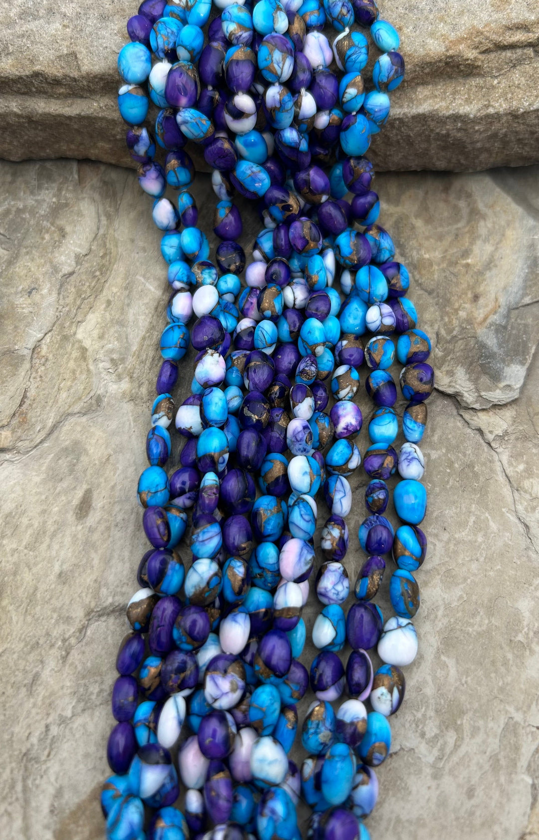 Lavender Blue Dahlia Kingman Potato Nugget Beads 7-10mm