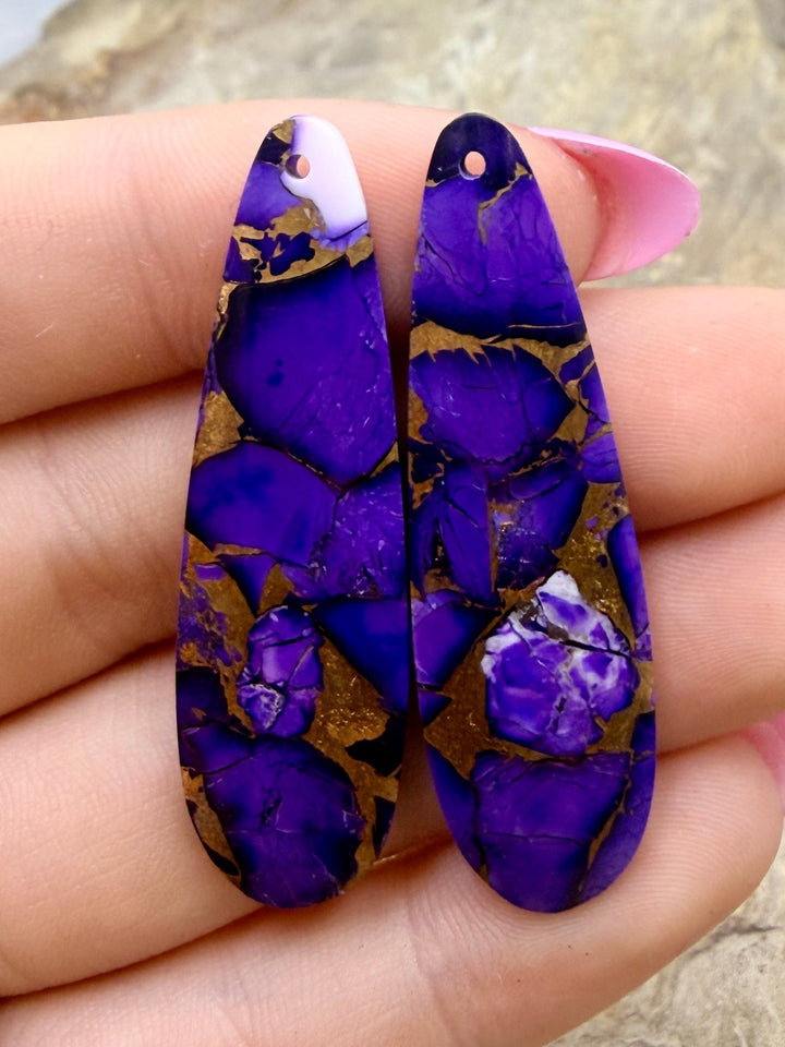 Lavender Dahlia Kingman Composite Block Matching Earring