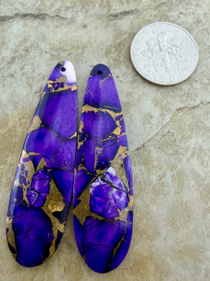 Lavender Dahlia Kingman Composite Block Matching Earring