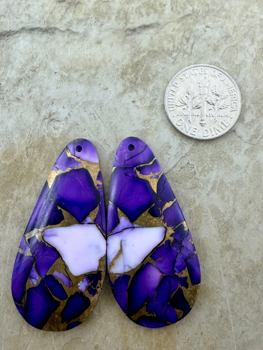Lavender Dahlia Kingman Composite Block Matching Earring