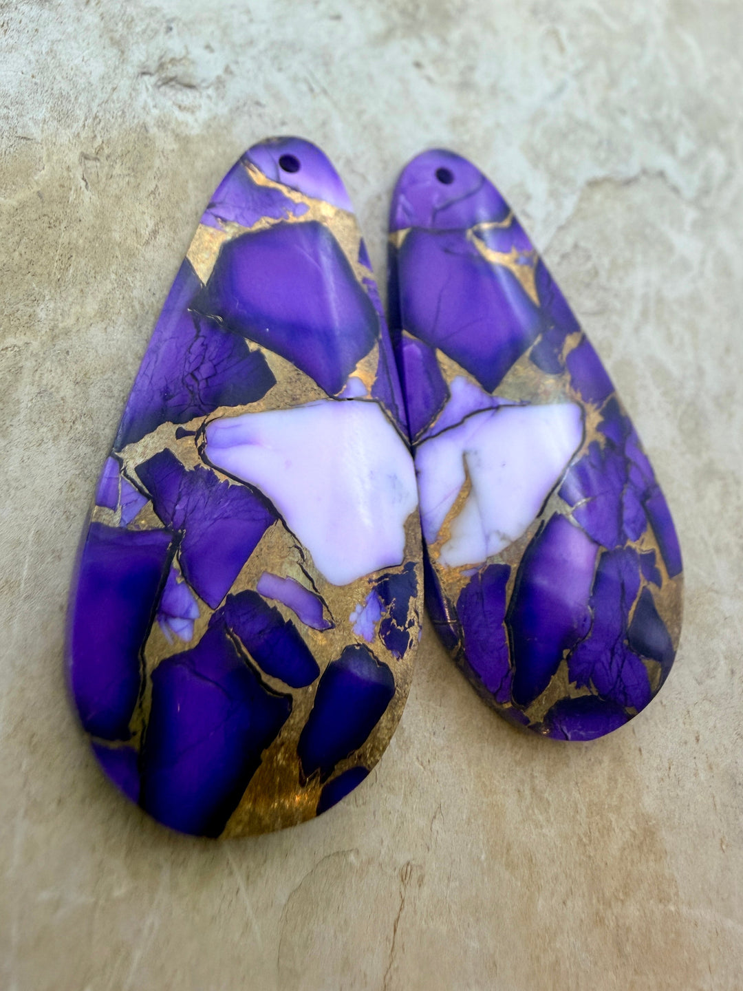 Lavender Dahlia Kingman Composite Block Matching Earring