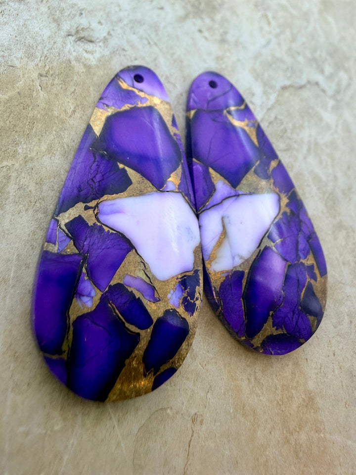 Lavender Dahlia Kingman Composite Block Matching Earring