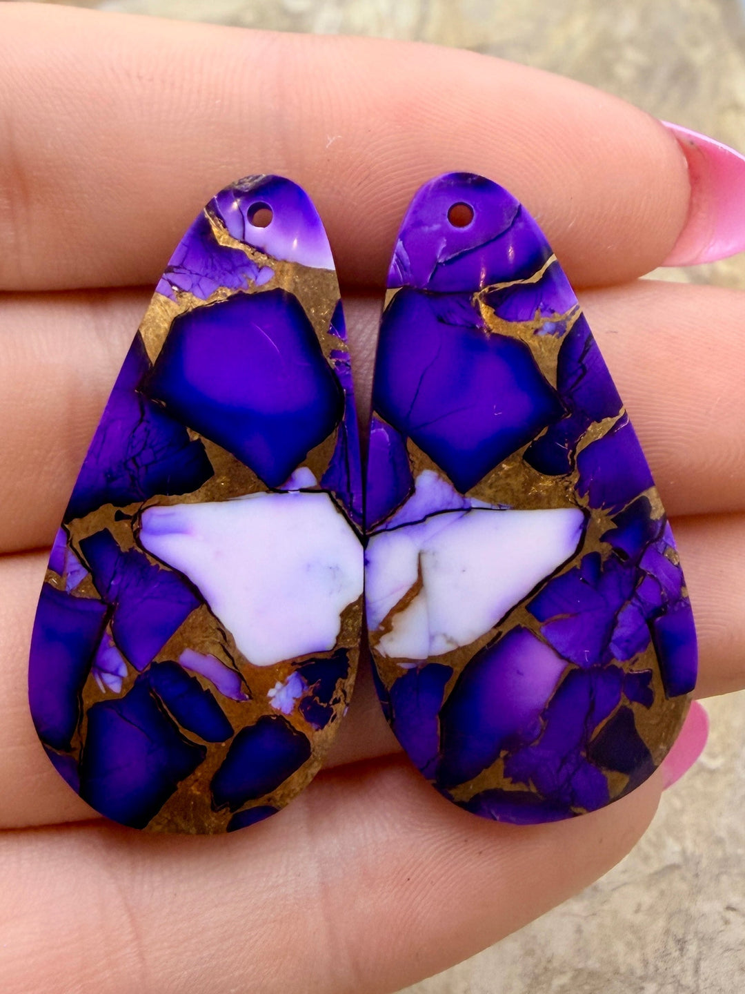 Lavender Dahlia Kingman Composite Block Matching Earring