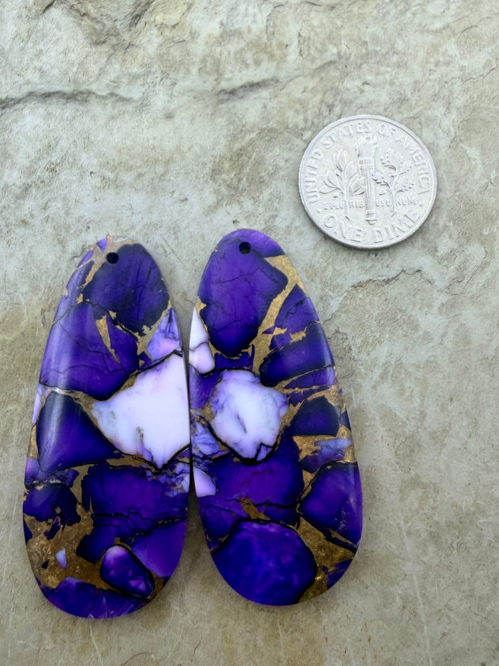 Lavender Dahlia Kingman Composite Block Matching Earring
