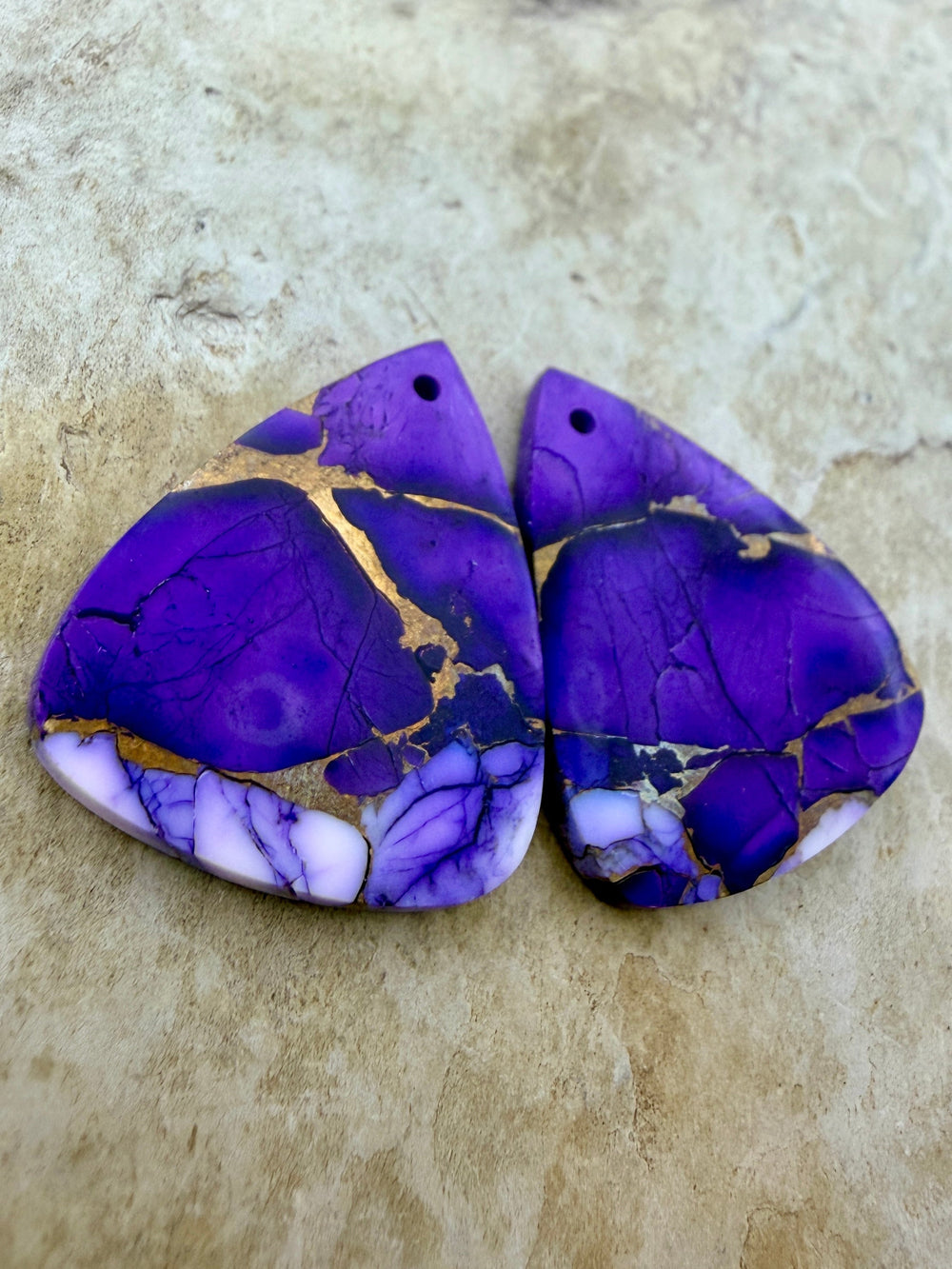 Lavender Dahlia Kingman Composite Block Matching Earring