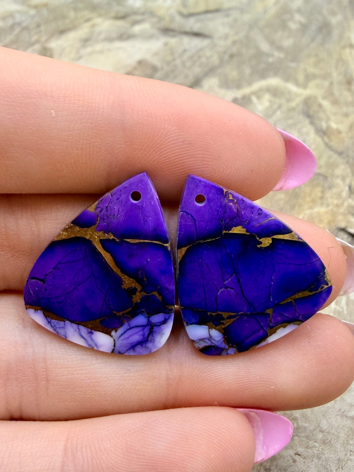 Lavender Dahlia Kingman Composite Block Matching Earring