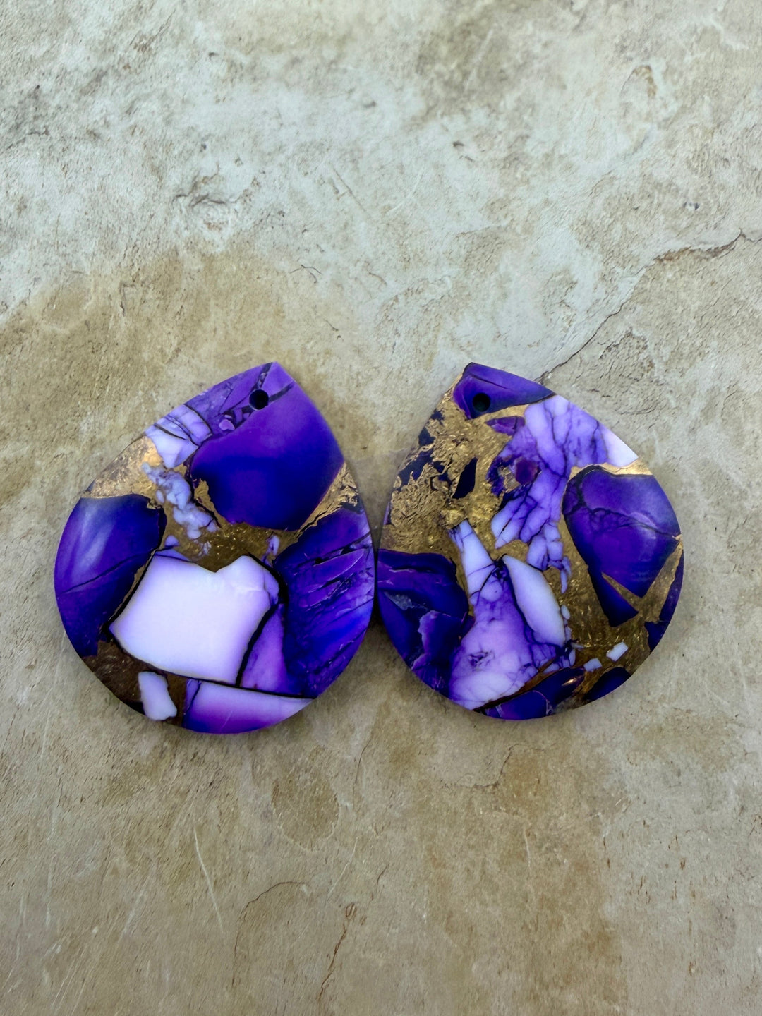 Lavender Dahlia Kingman Composite Block Matching Earring