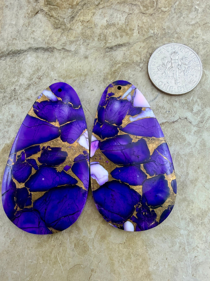 Lavender Dahlia Kingman Composite Block Matching Earring