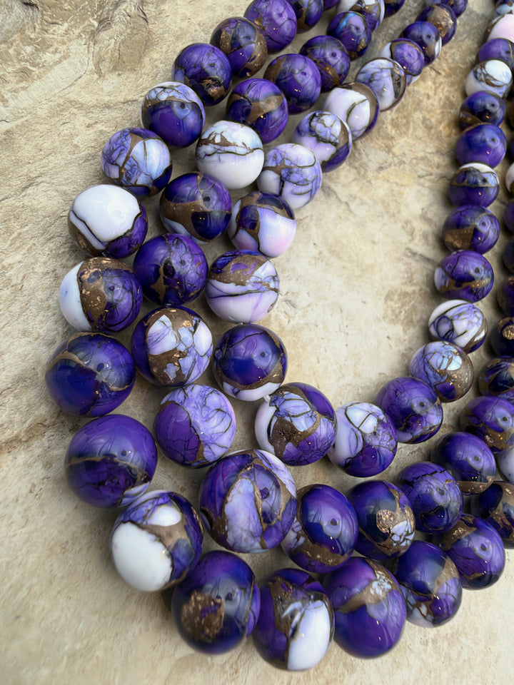 Lavender Dahlia Kingman Composite Garduated Round Beads