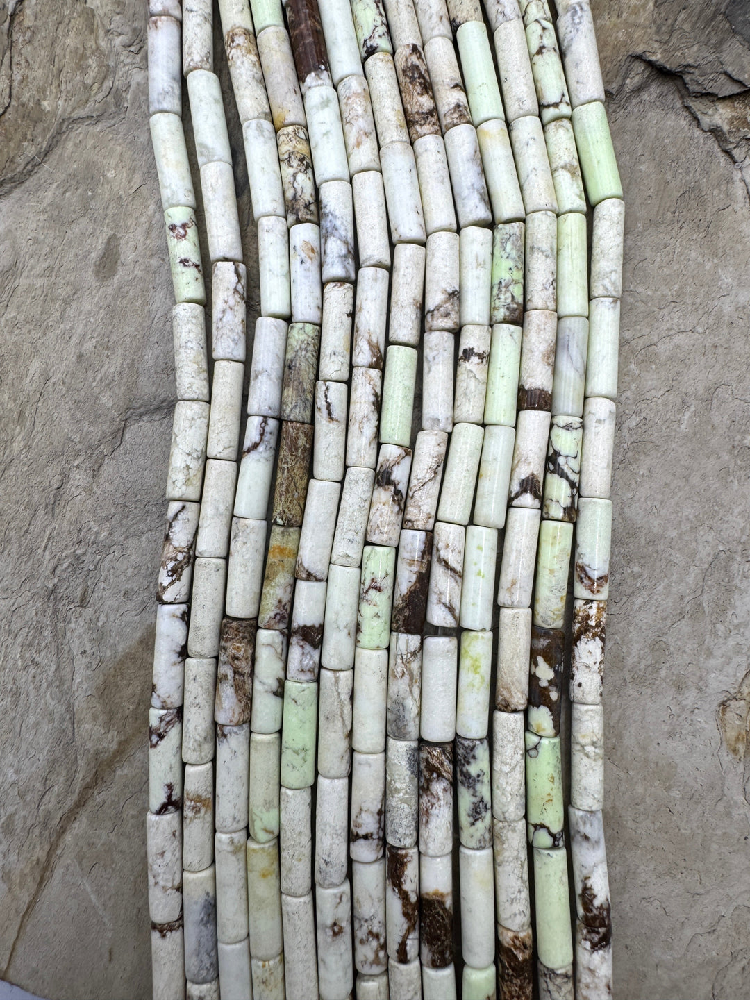 Lemon Chrysoprase (Australia)Tube Beads 4x13mm 15 inch