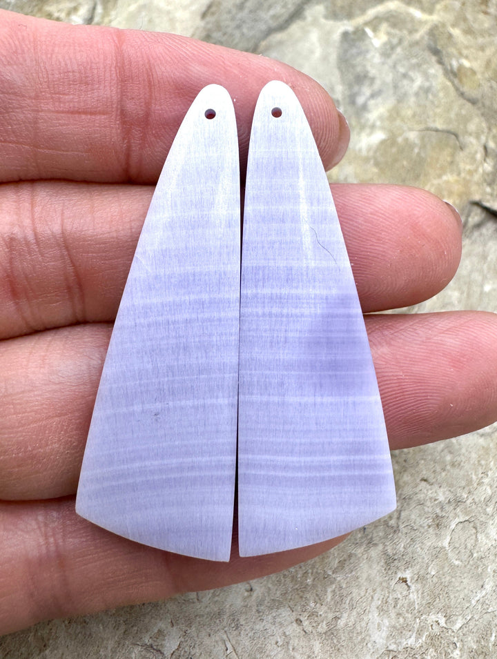 Lepedolite BIG Matching Earring Slab bead Pair 16x48mm