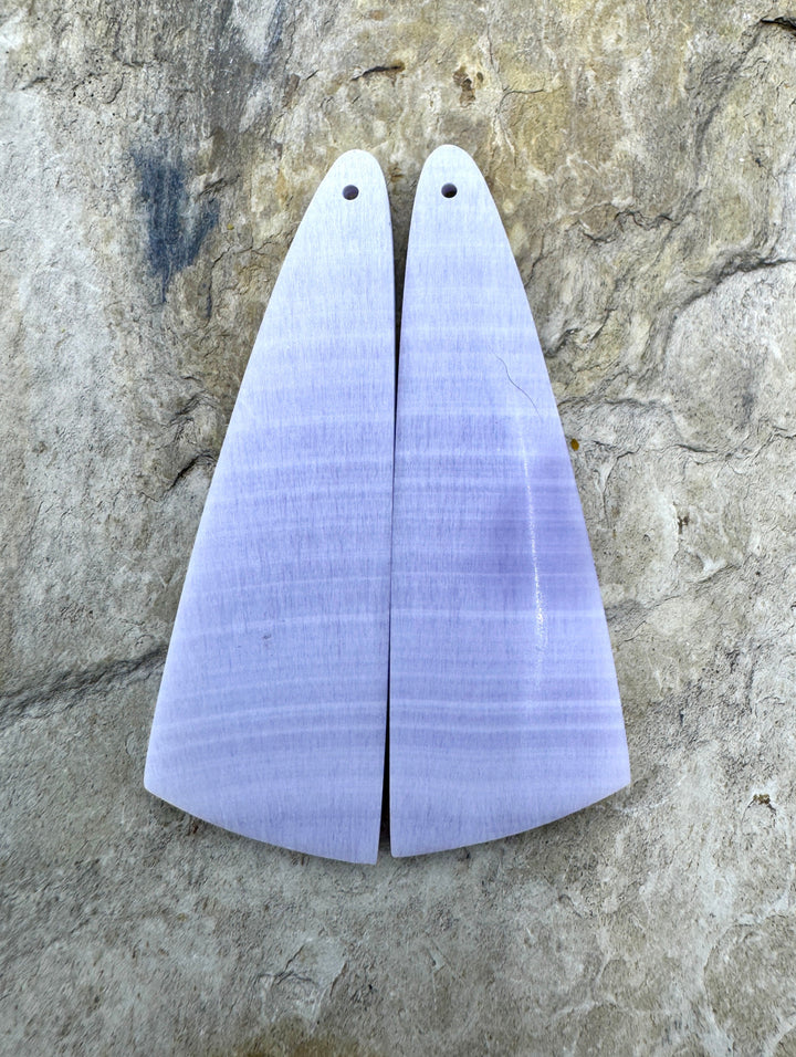 Lepedolite BIG Matching Earring Slab bead Pair 16x48mm