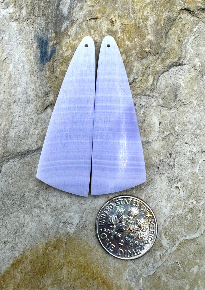 Lepedolite BIG Matching Earring Slab bead Pair 16x48mm