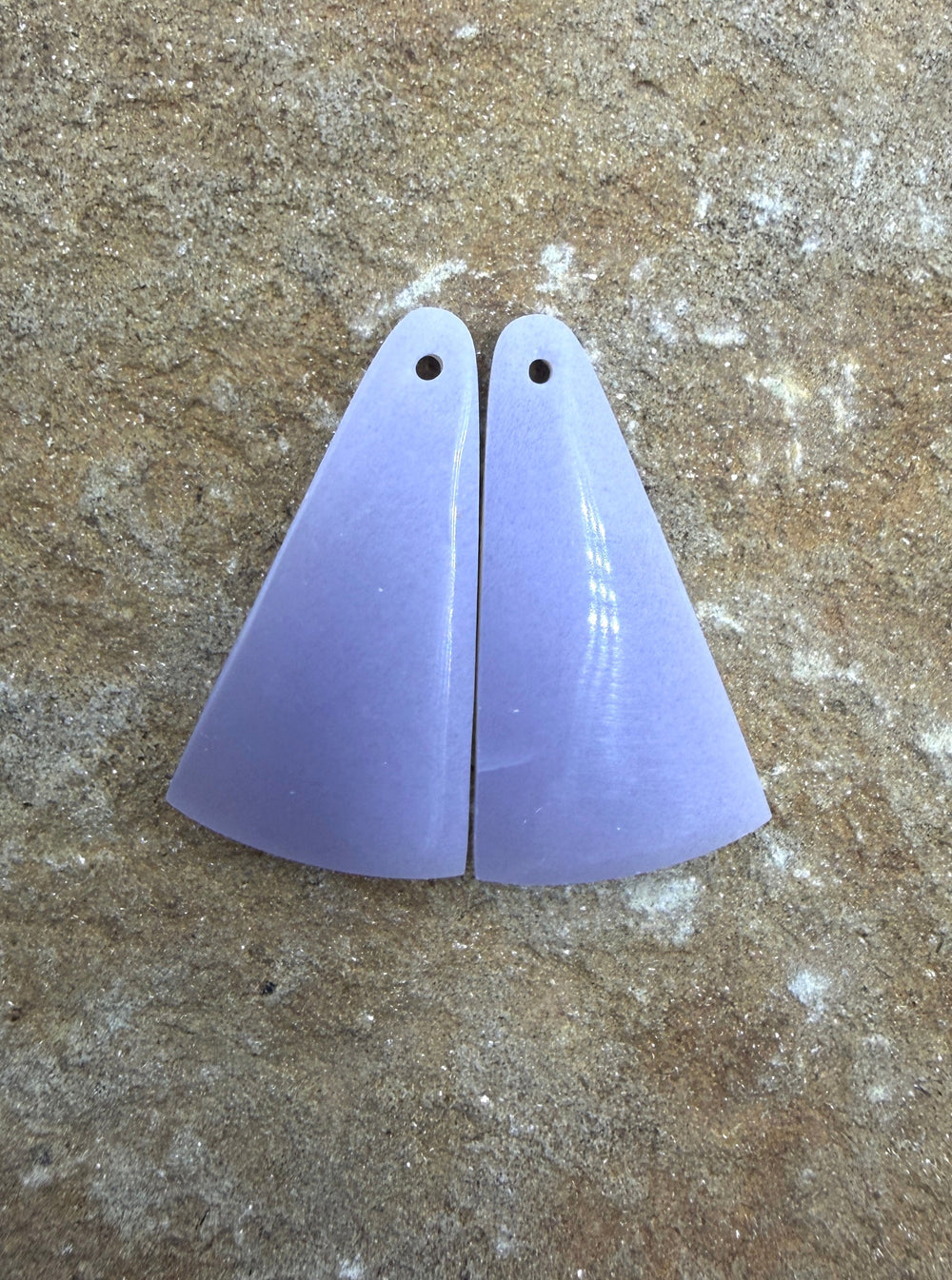 Lepidolite Matching Earring Slab Bead Pair 16x31mm - Chrome
