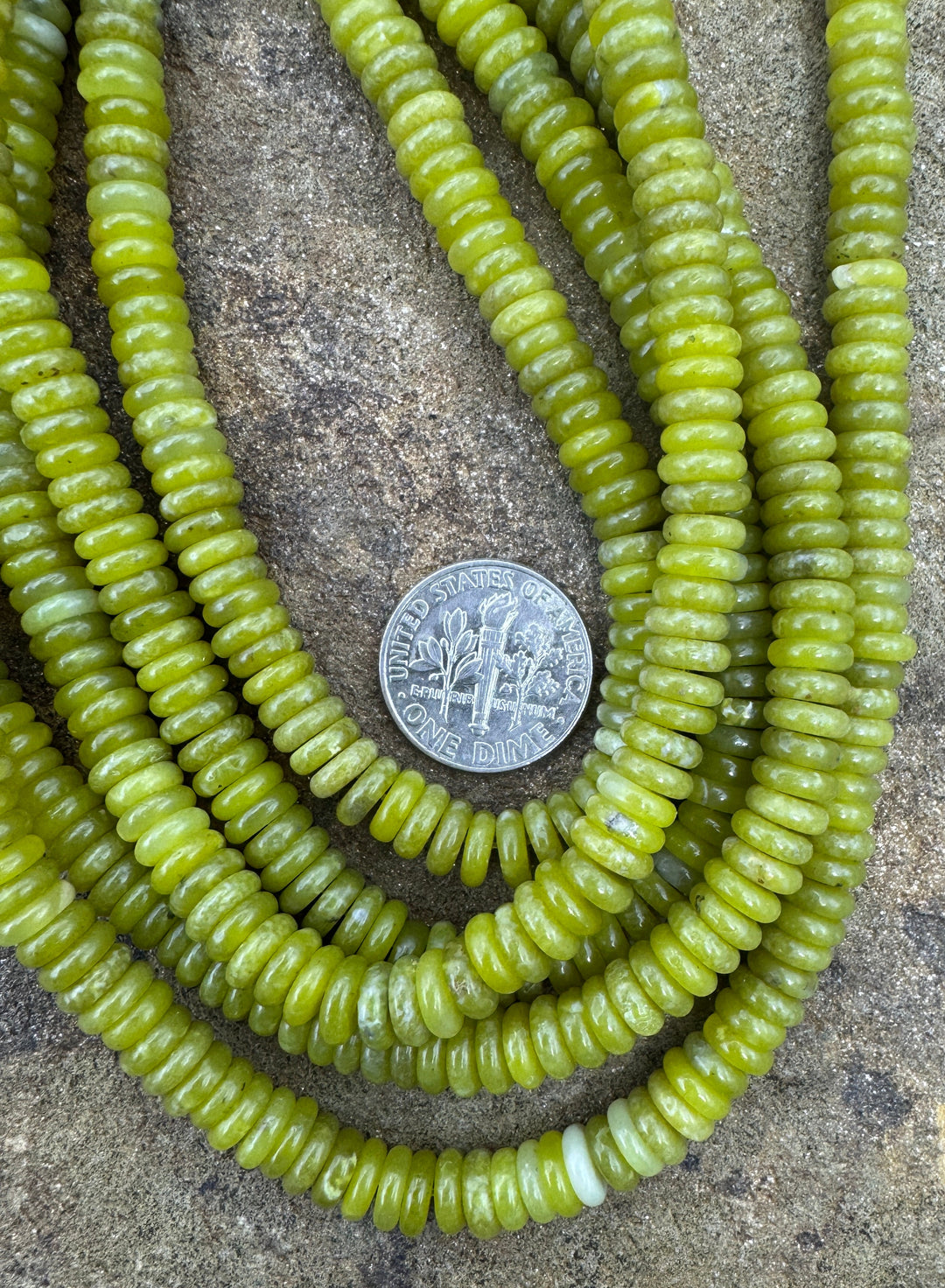 Lime Green Jade 6mm Button Beads 16 Inch Strand - Jade
