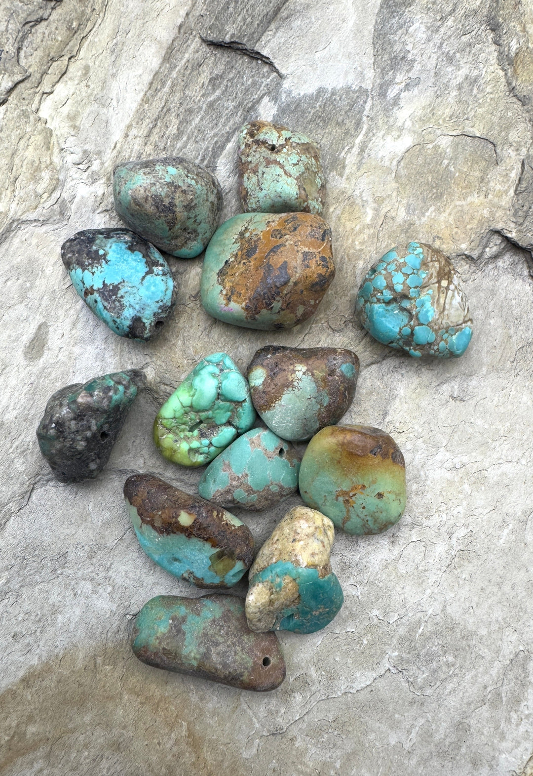 Lot of Kingman Turquoise Primitive Beads 13 Beads