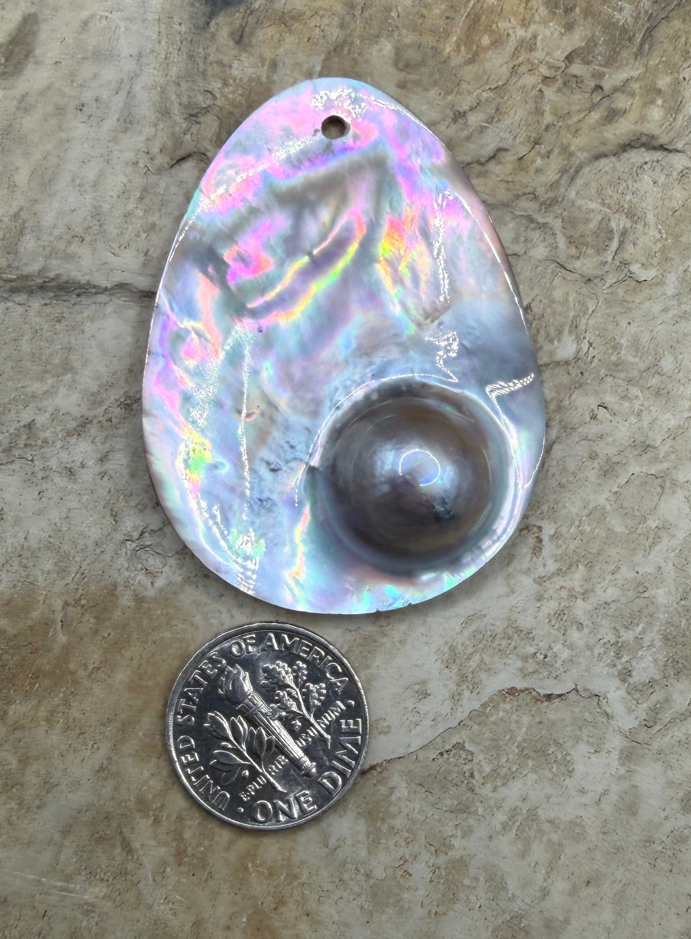 Mabe Blister Pearl BIG Focal Pendant Bead 35x48mm - Mabe