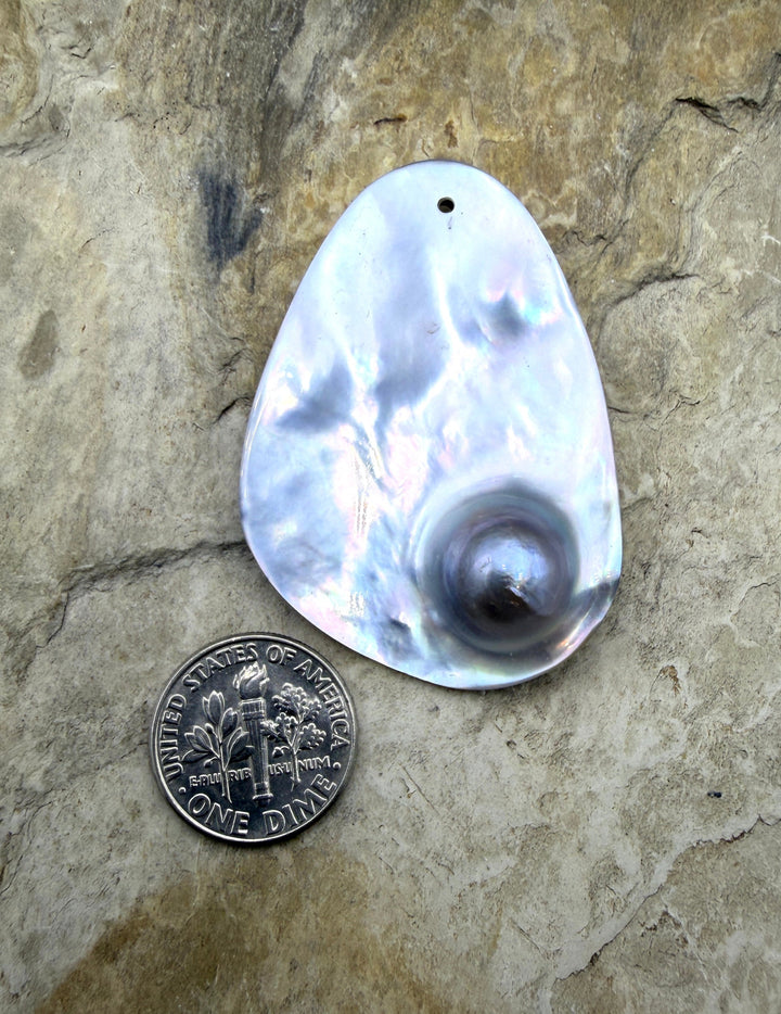 Mabe Blister Pearl BIG Focal Pendant Bead 3x46mm - Mabe