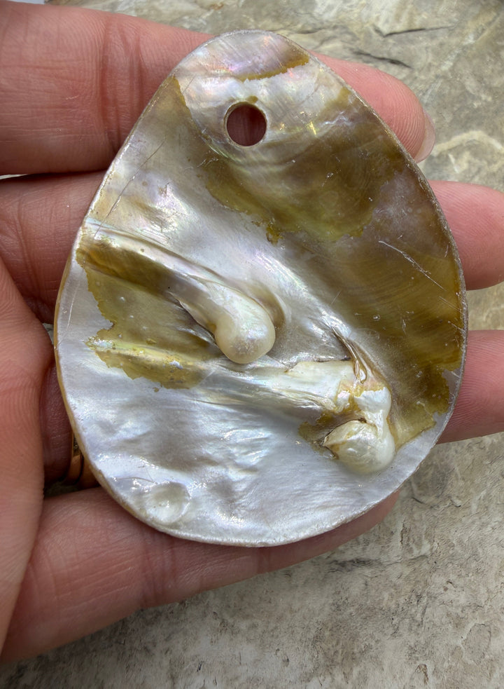Mabe Blister Pearl BIG (Large Hole) Focal Pendant Bead