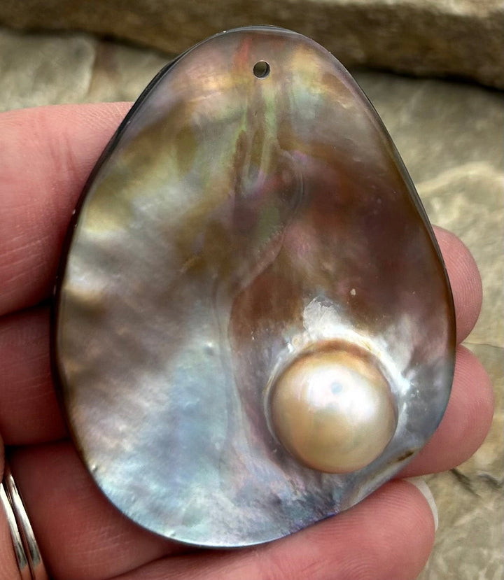 Mabe Pearl Focal Pendant Bead 46x59mm - Mabe Pearl