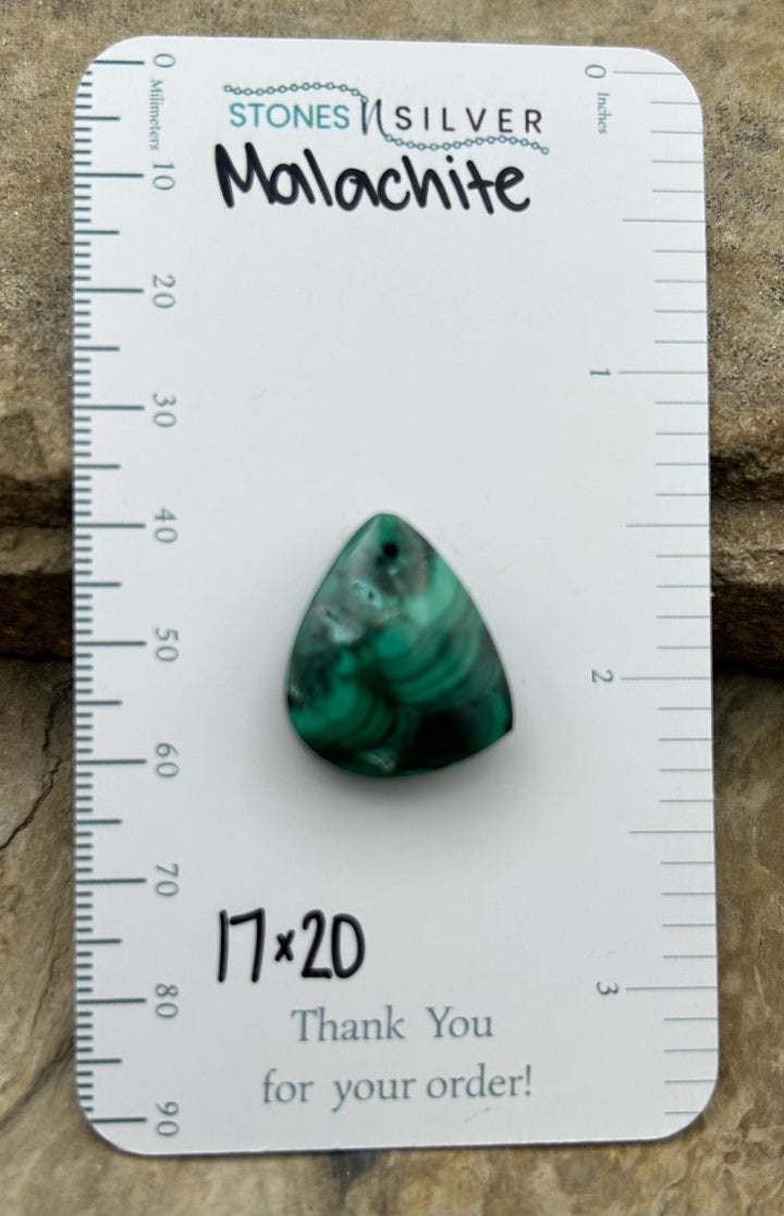 Malachite Focal Pendant Bead 17x20mm - Malachite/Azurite