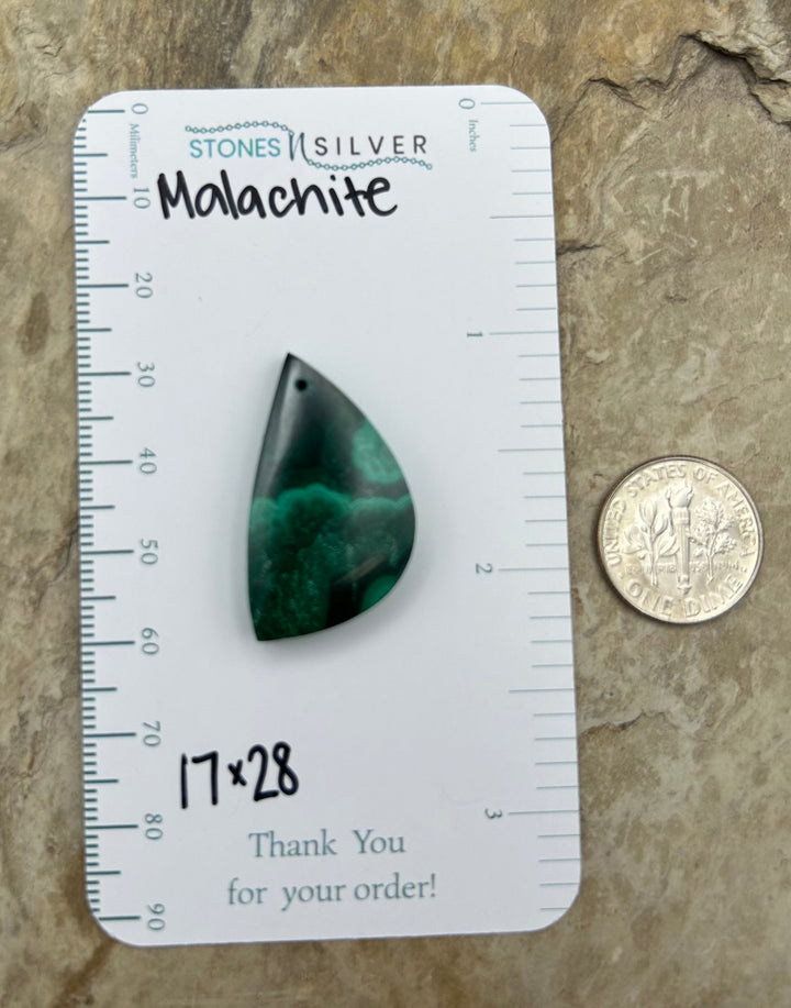 Malachite Focal Pendant Bead 17x28mm - Malachite/Azurite