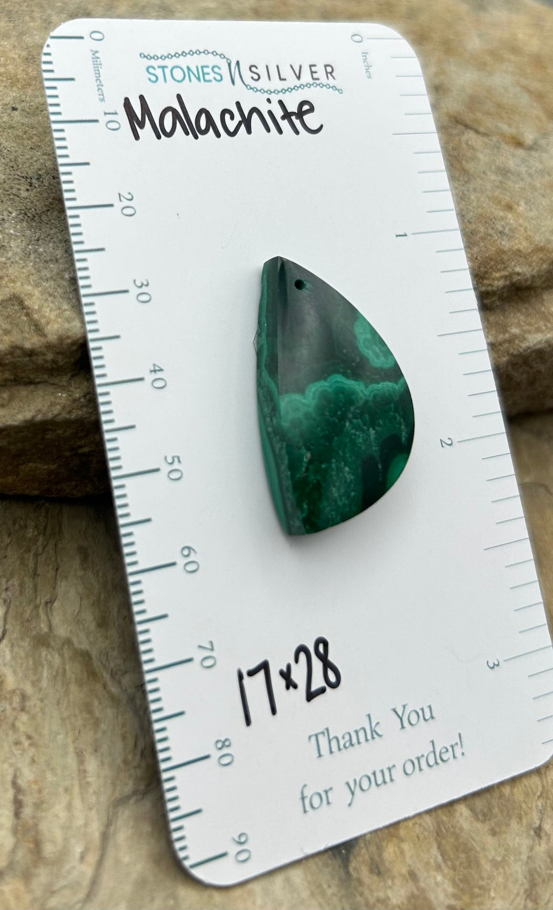 Malachite Focal Pendant Bead 17x28mm - Malachite/Azurite