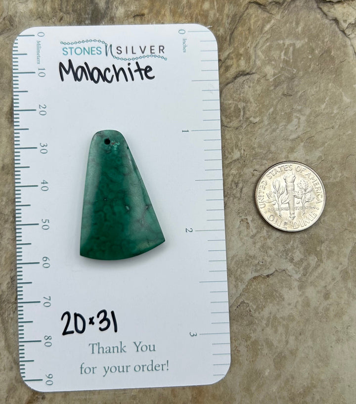 Malachite Focal Pendant Bead 20x31mm - Malachite/Azurite