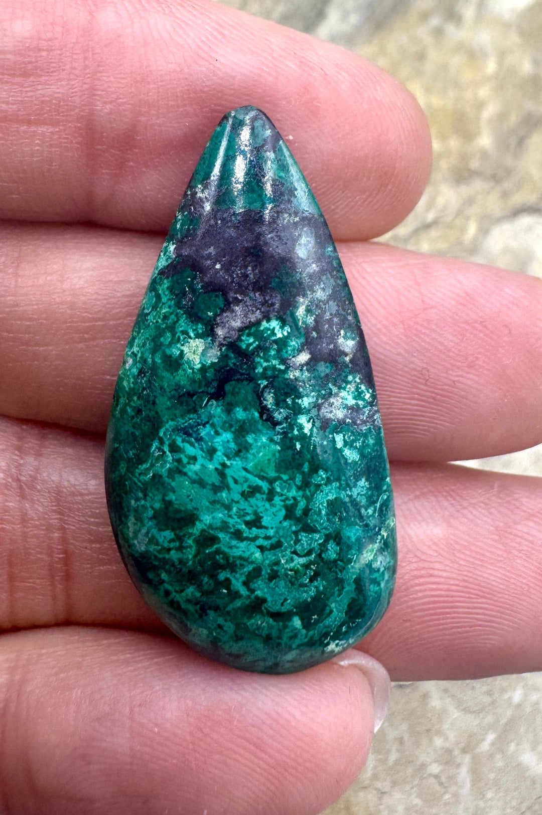 Malachite with Azurite Designer Cabochon 18x35mm