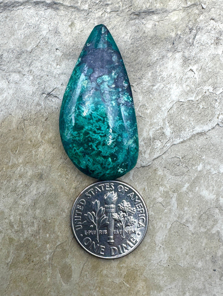 Malachite with Azurite Designer Cabochon 18x35mm