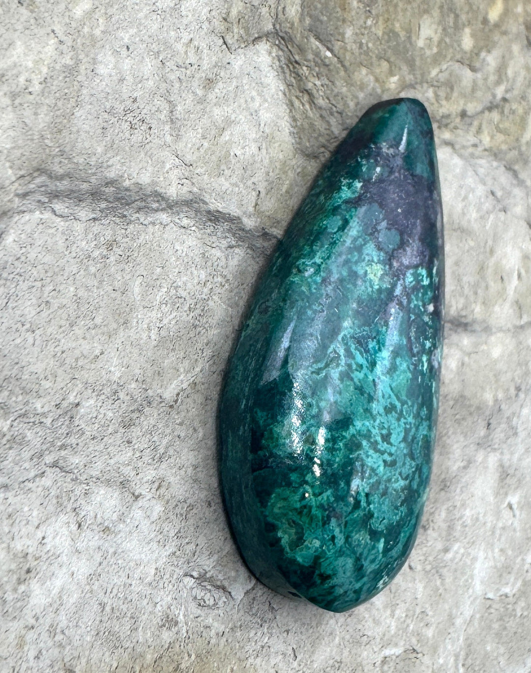 Malachite with Azurite Designer Cabochon 18x35mm