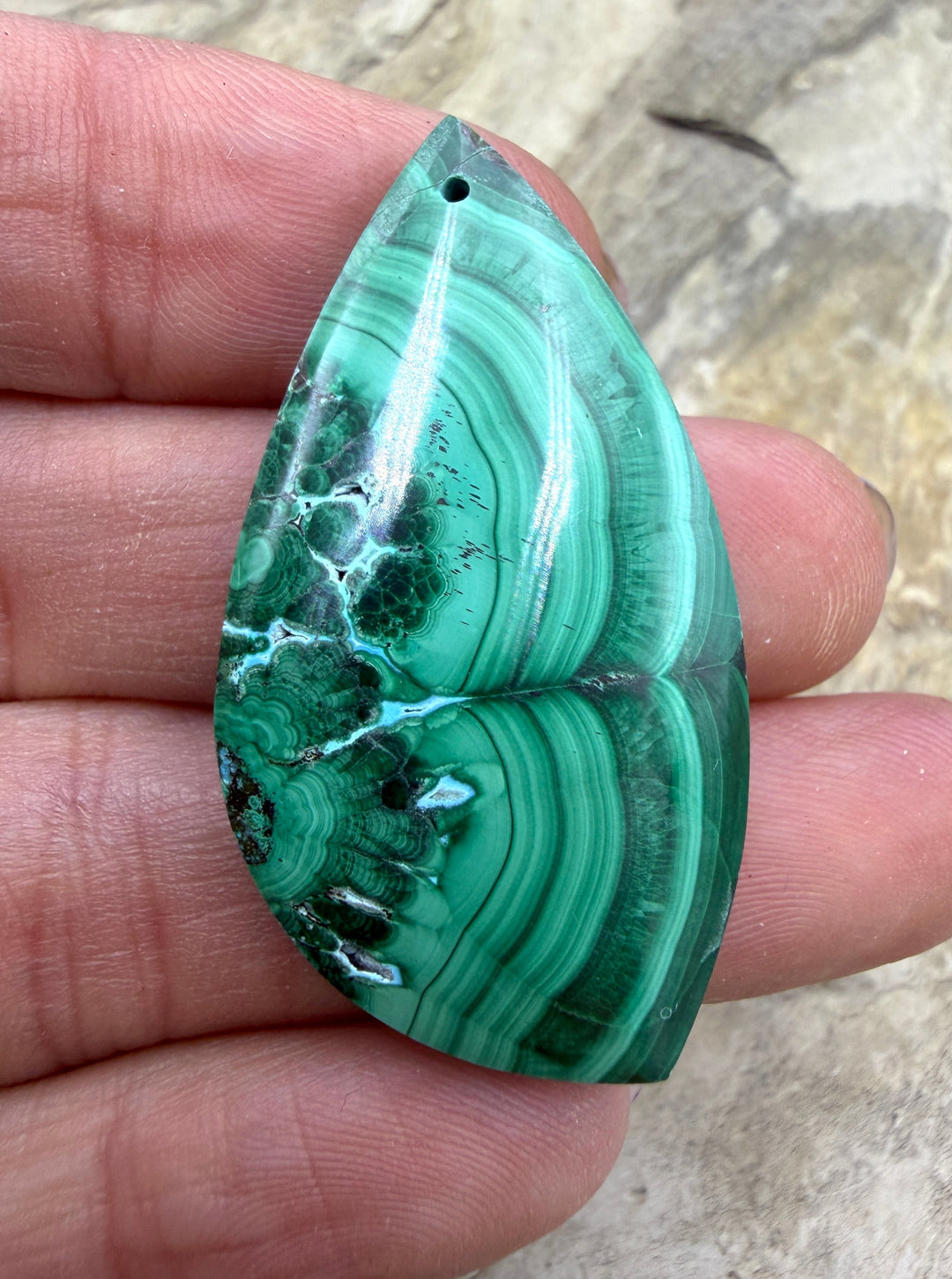 Malachite with Chrysocolla Focal Pendant Bead 22x42mm
