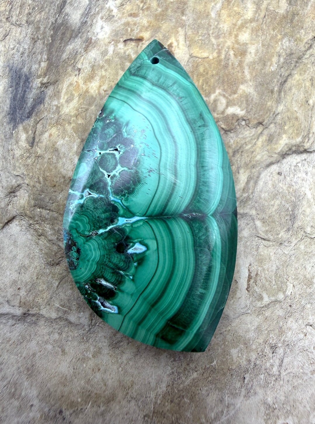 Malachite with Chrysocolla Focal Pendant Bead 22x42mm