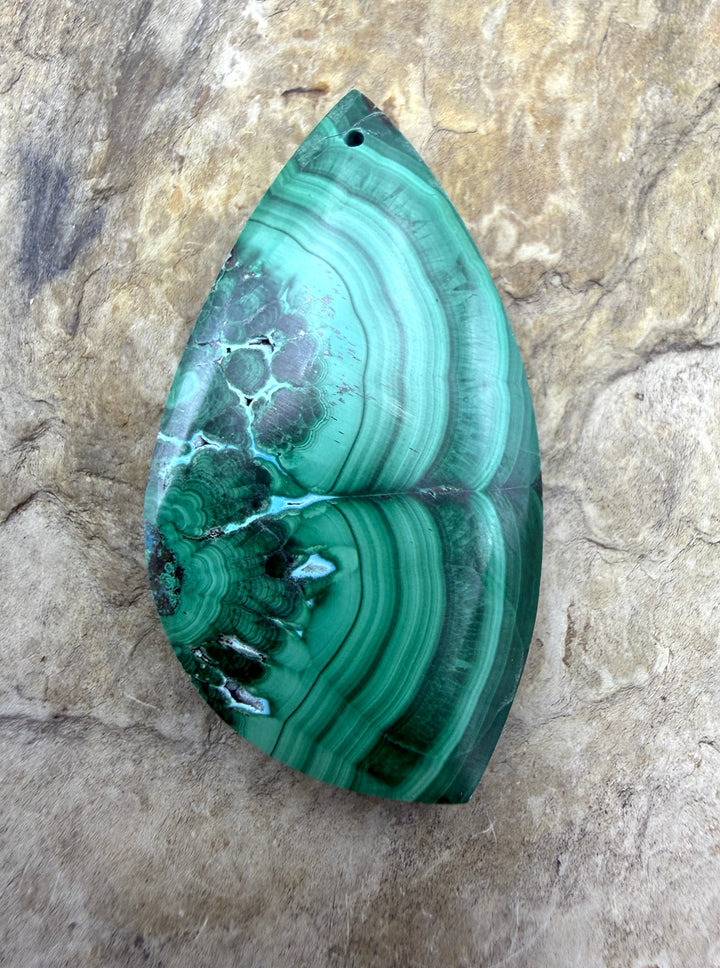 Malachite with Chrysocolla Focal Pendant Bead 22x42mm