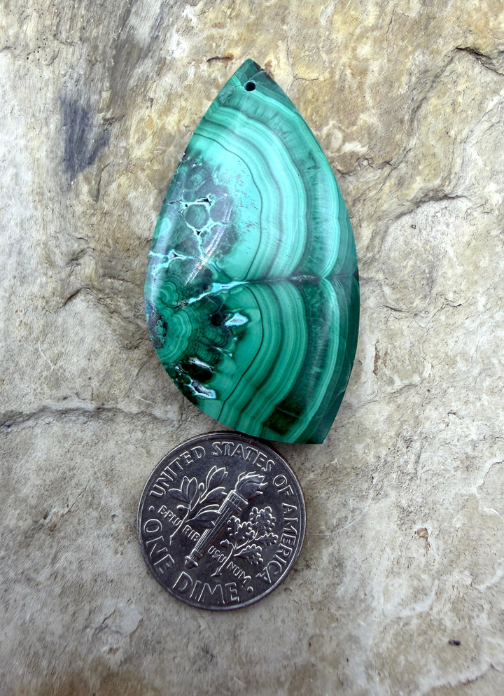 Malachite with Chrysocolla Focal Pendant Bead 22x42mm