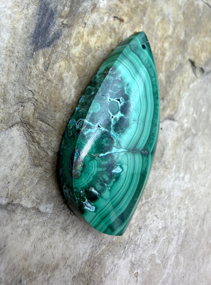 Malachite with Chrysocolla Focal Pendant Bead 22x42mm