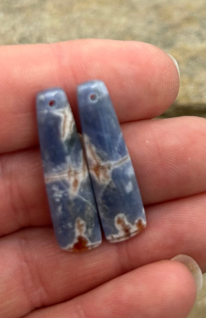 Marcasite Pyrite Matching Earring Slab Bead Pair 9x31mm