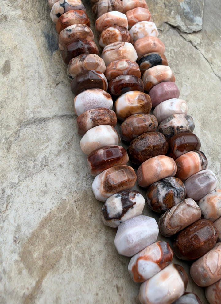 Mexican Opal Large Faceted Rondelle Beads 12mm 16 Inch