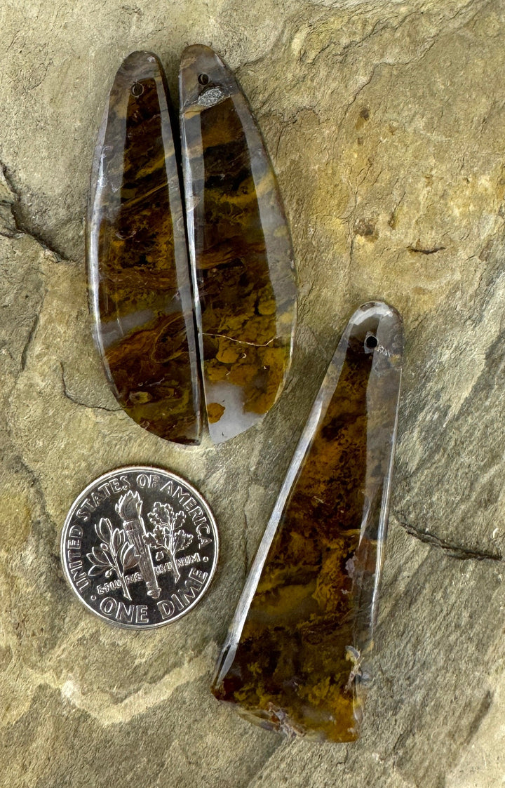 Montana Moss Agate 3 piece Set Focal Pendant Bead