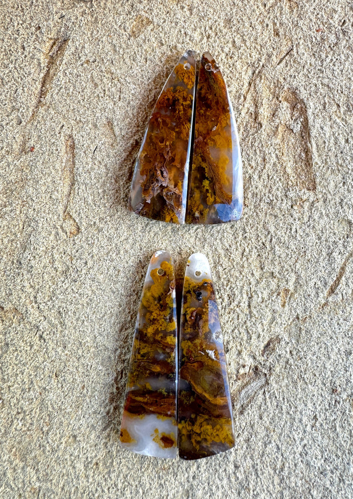 Montana Moss Agate Earring Slab Bead Pair Select One Pair